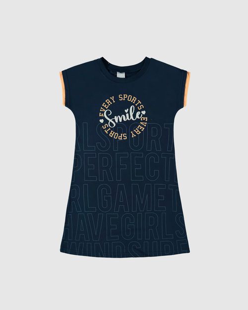 Vestido Infantil Manga Curta Smile Em Algodão Malwee Kids