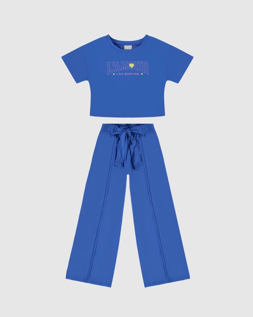 Conjunto Infantil Menina Calça Wide Leg Em Malha Algodão Comfy Malwee Kids