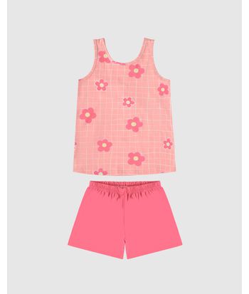 Pijama Infantil Menina Regata Flor Em Algodão Malwee Kids