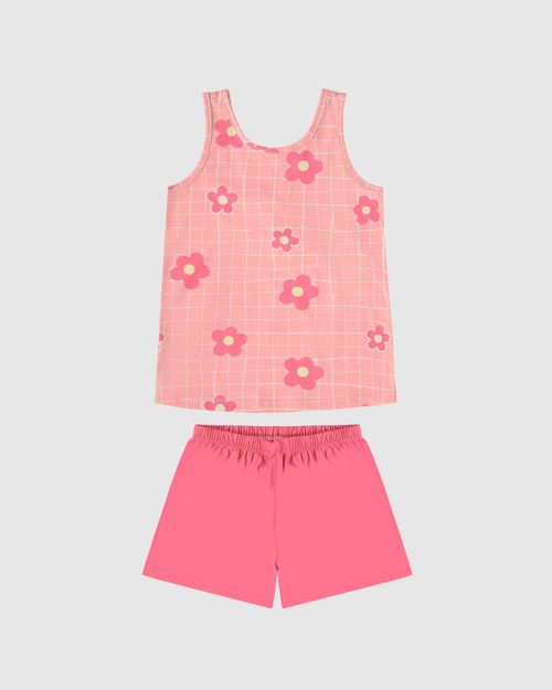 Pijama Infantil Menina Regata Flor Em Algodão Malwee Kids
