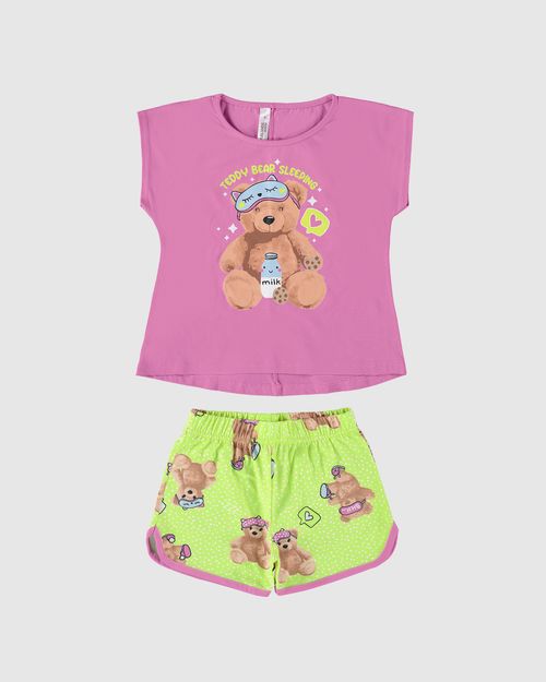 Pijama Infantil Menina Teddy Bear Sleeping Em Algodão Malwee Kids