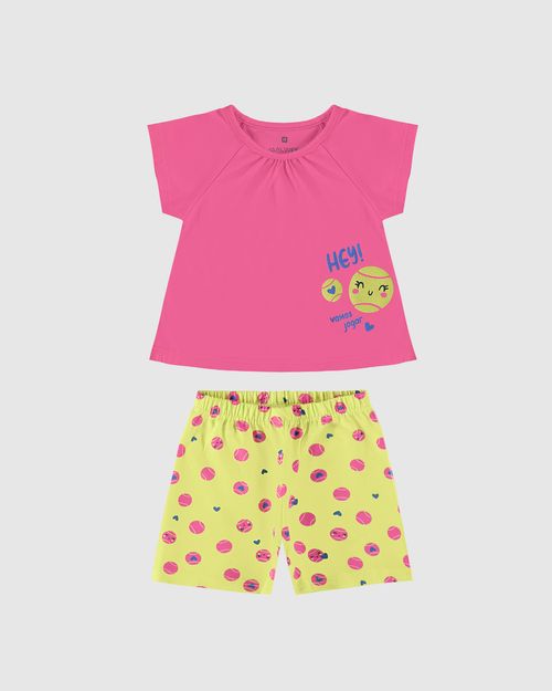 Conjunto Infantil Menina Bermuda Estampada Em Algodão Malwee Kids