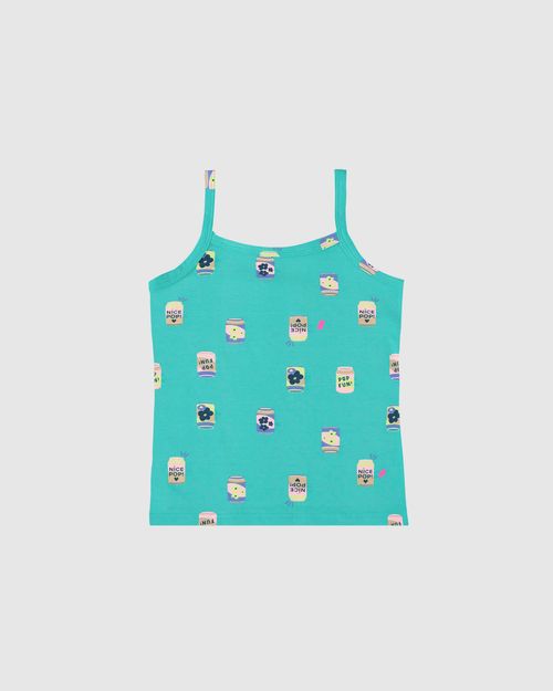 Regata Infantil Menina Alça Fina Estampada Em Algodão Malwee Kids