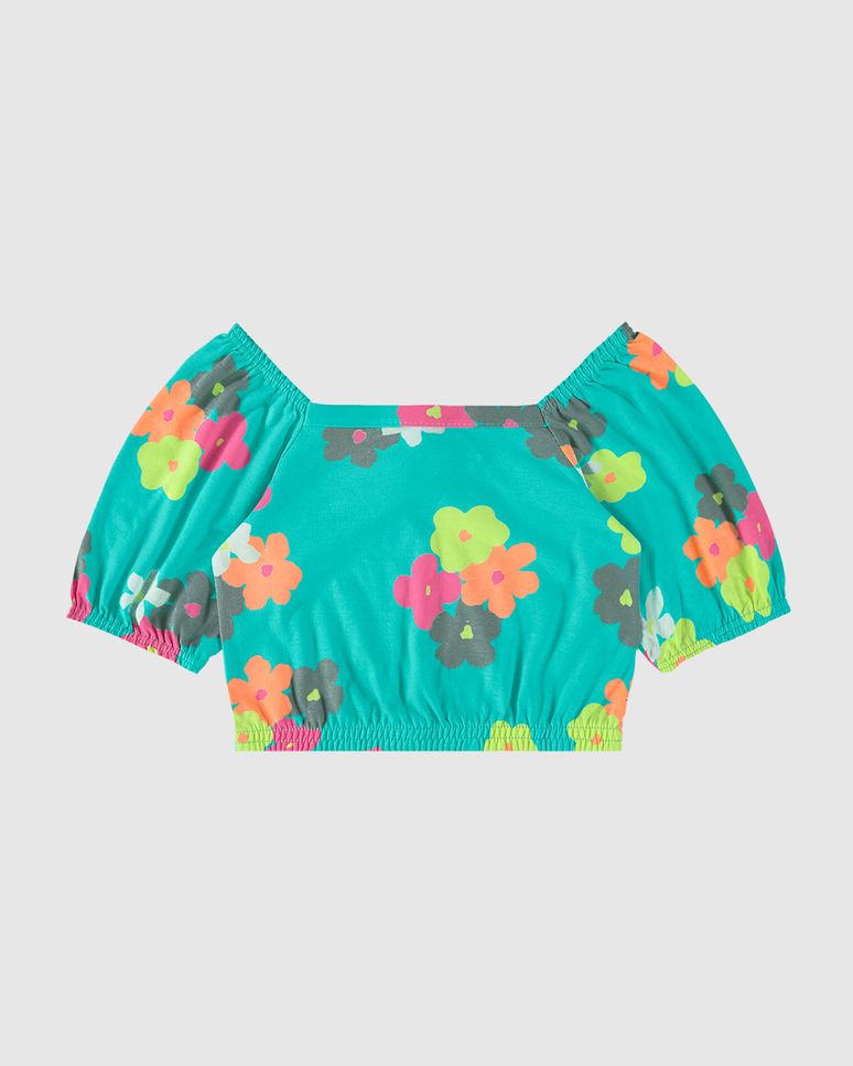 Blusa Infantil Menina Estampada Manga Bufante Em Algodão Malwee Kids