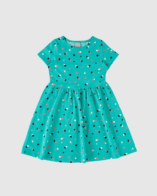Vestido Infantil Evasê Manga Curta Estampado Em Algodão Malwee Kids