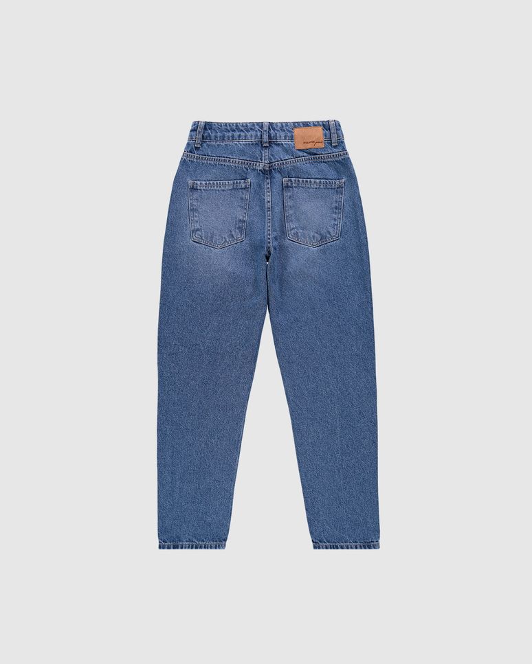 Calça Menina Mom Cintura Alta Em Jeans Malwee Kids