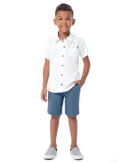 Conjunto Menino Camisa Manga Curta Em Algodão - Carinhoso