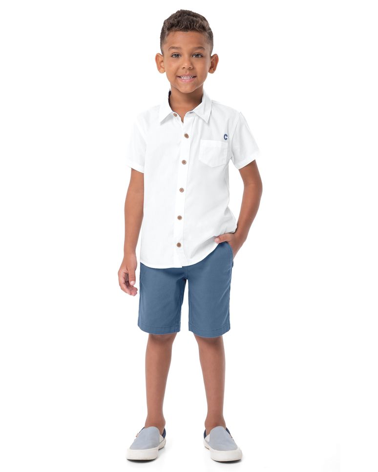 Conjunto Menino Camisa Manga Curta Em Algodão - Carinhoso