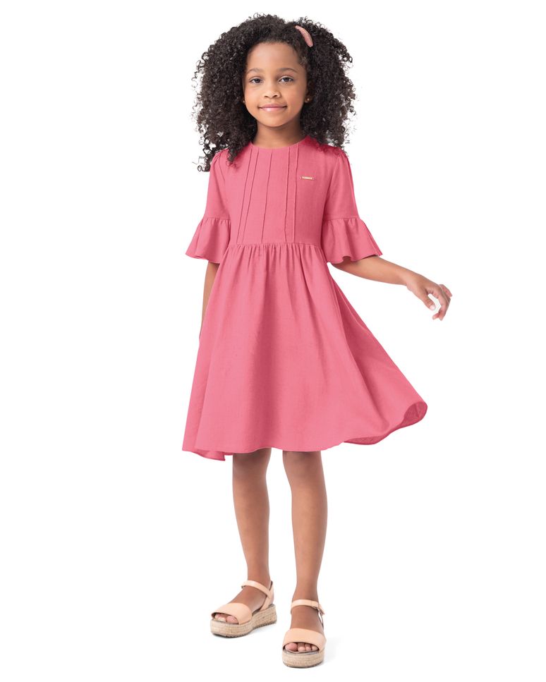 Vestido Menina Costas Transpassadas Em Viscolinho - Carinhoso