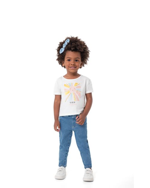 Calça Menina Jegging Cintura Elástico Em Jeans Com Elastano