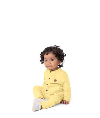 Conjunto Unissex Cardigan Abotoamento Frontal Em Suedine - Carinhoso