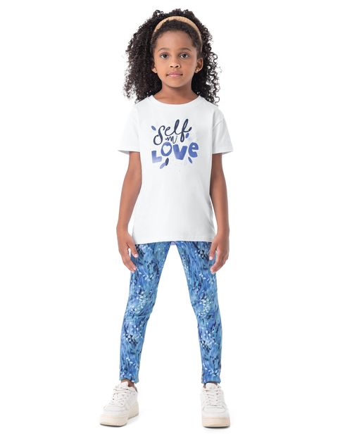 Conjunto Menina Blusa Estampa Glitter + Strass Em Algodão - Carinhoso