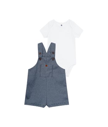 Conjunto Menino Body + Jardineira Em Moletom Piquet - Carinhoso