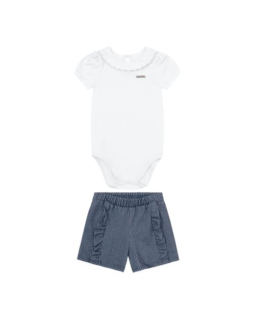 Conjunto Menina Body Gola Babados Em Algodão - Carinhoso