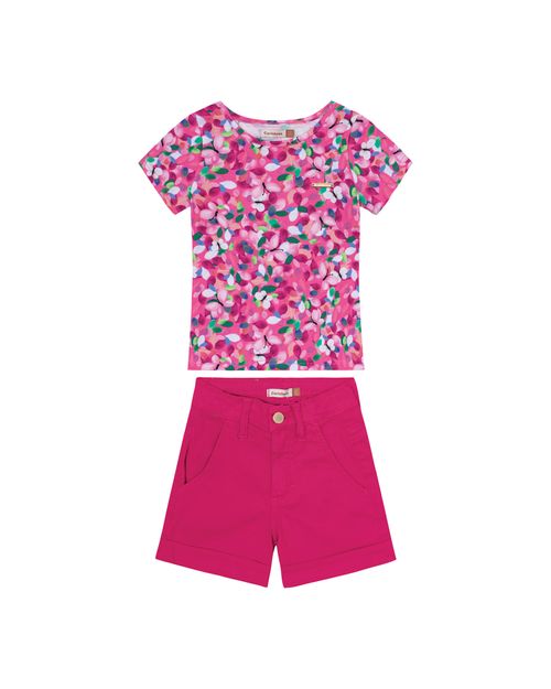 Conjunto Menina Blusa Estampa Floral Em Algodão - Carinhoso