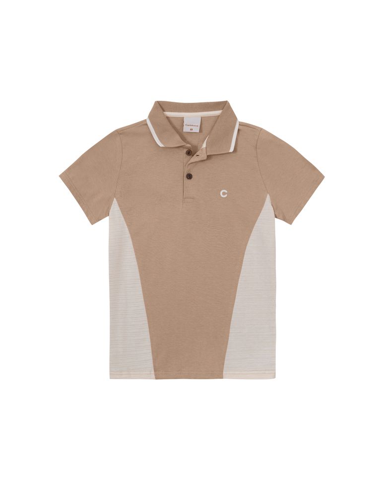 Camisa Polo Menino Recorte Frontal Em Malha Texturizada - Carinhoso