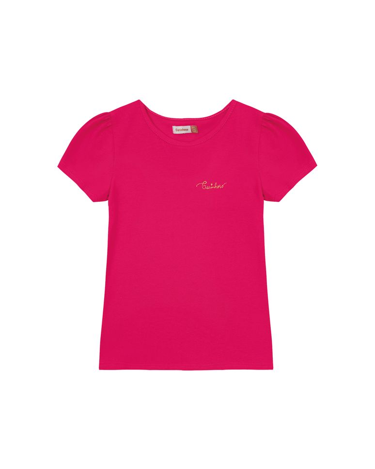 Blusa Menina Bordado No Peitoral Em Malha De Algodão - Carinhoso