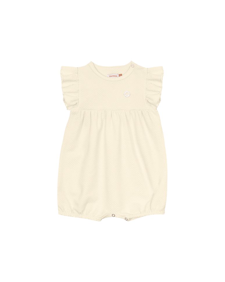 Macacão Menina Amplo Manga Babado Em Malha Texturizada - Carinhoso