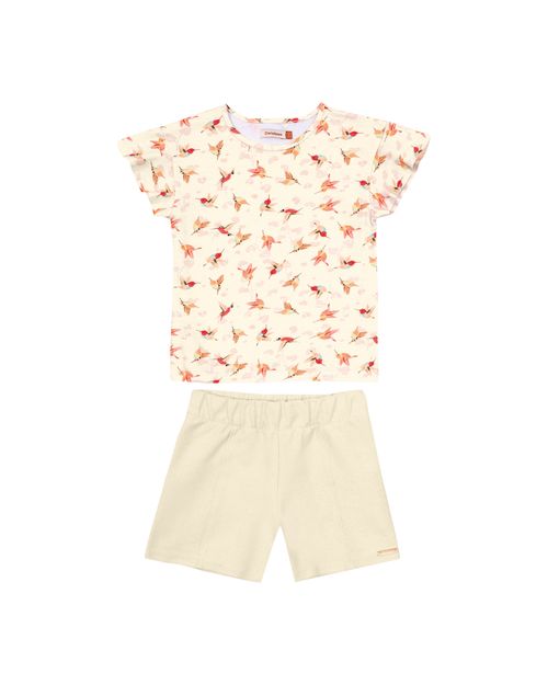 Conjunto Menina Blusa Estampada Em Algodão - Carinhoso