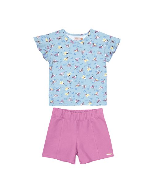 Conjunto Menina Blusa Estampada Em Algodão - Carinhoso