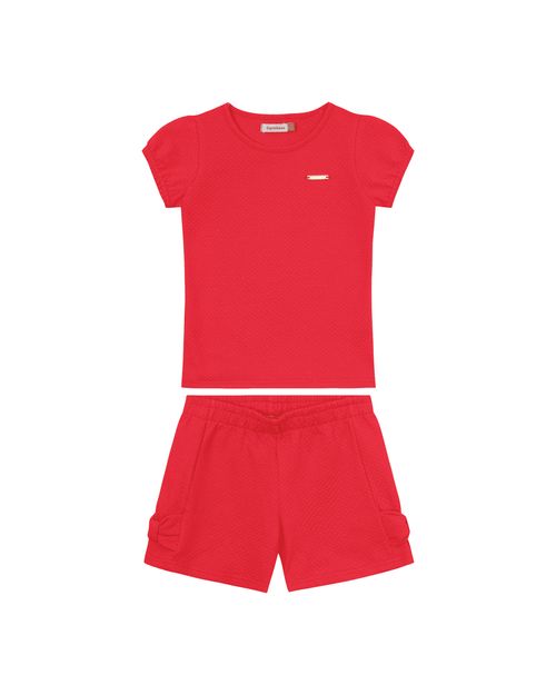 Conjunto Menina Blusa E Shorts Em Malha Texturizada - Carinhoso