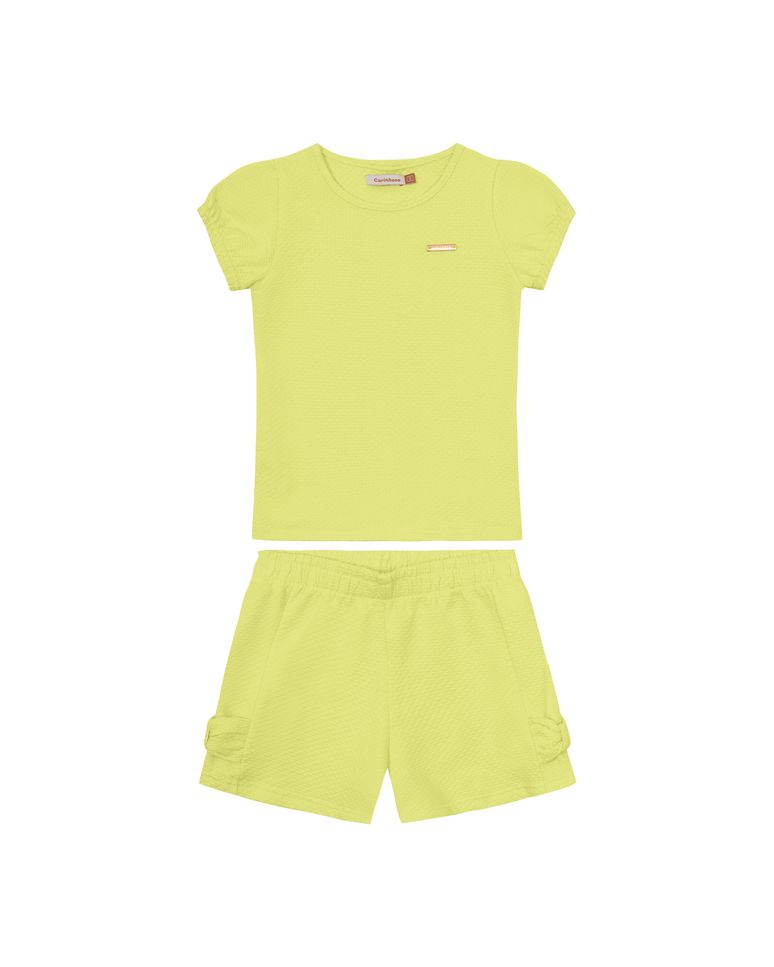 Conjunto Menina Blusa E Shorts Em Malha Texturizada - Carinhoso