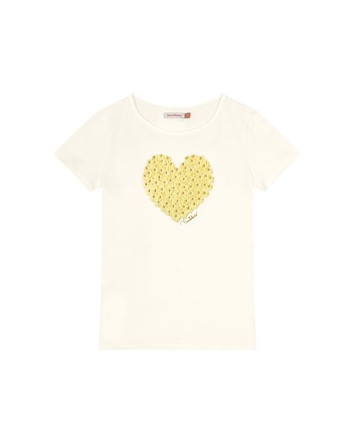 Blusa Menina Coração Bordado Laser Em Algodão - Carinhoso