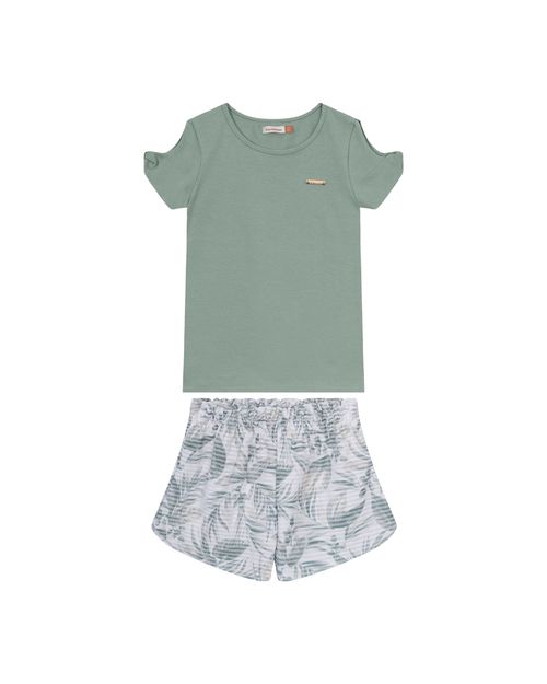 Conjunto Menina Shorts Clochard Em Moletinho Linho - Carinhoso