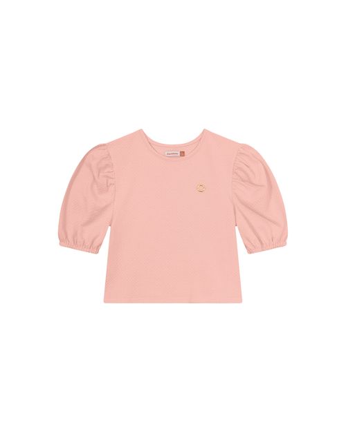 Blusa Menina Cropped Manga Bufante Em Malha Texturizada - Carinhoso