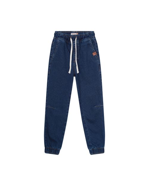Calça Menino Jogger Cadarço Frontal Em Jeans Com Elastano - Carinhoso