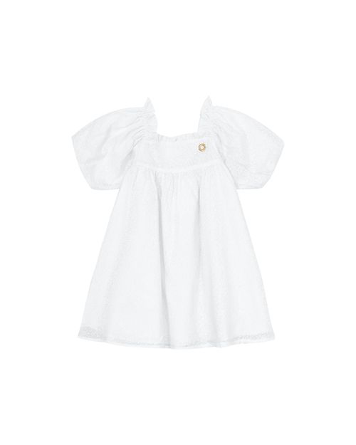 Vestido Menina Manga Bufante Em Tricoline Devorê - Carinhoso