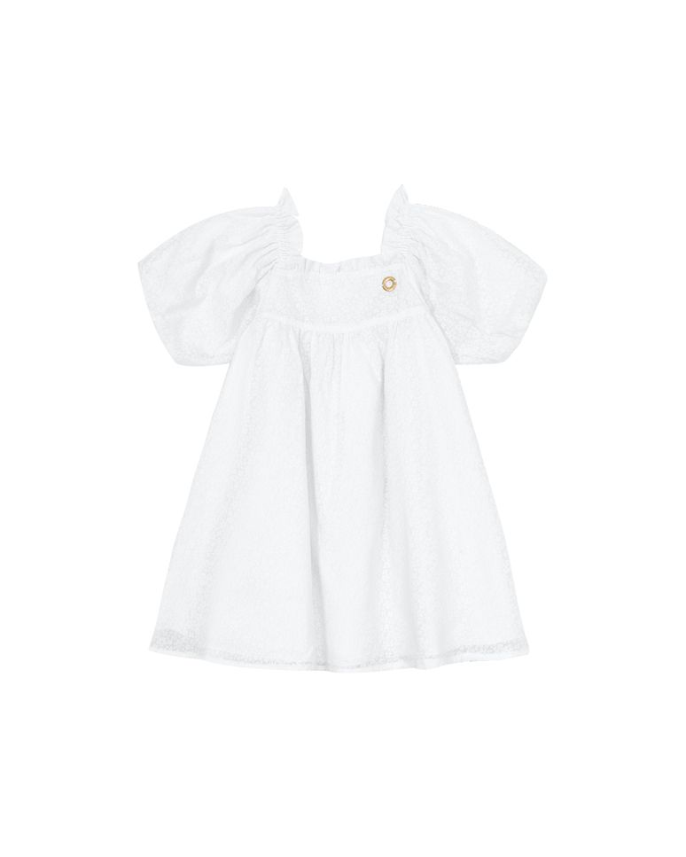 Vestido Menina Manga Bufante Em Tricoline Devorê - Carinhoso