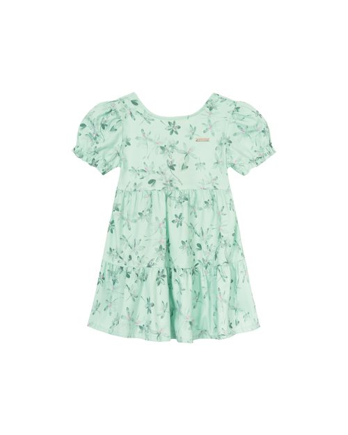Vestido Menina Estampa Floral Em Algodão Texturizado - Carinhoso
