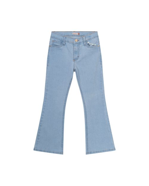 Calça Menina Flare Cintura Média Em Jeans Com Elastano - Carinhoso