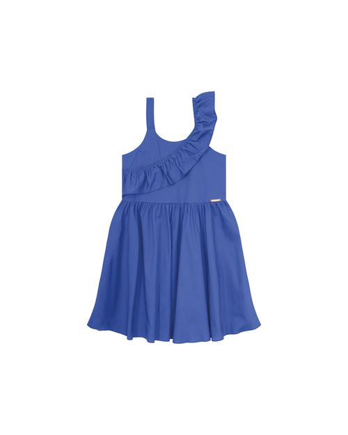 Vestido Menina Babado Frontal Em Algodão Stretch - Carinhoso