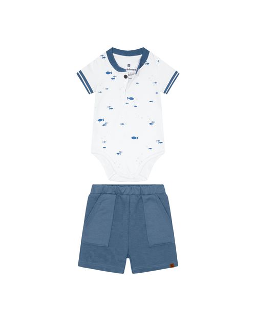 Conjunto Menino Body Estampado Em Algodão - Carinhoso