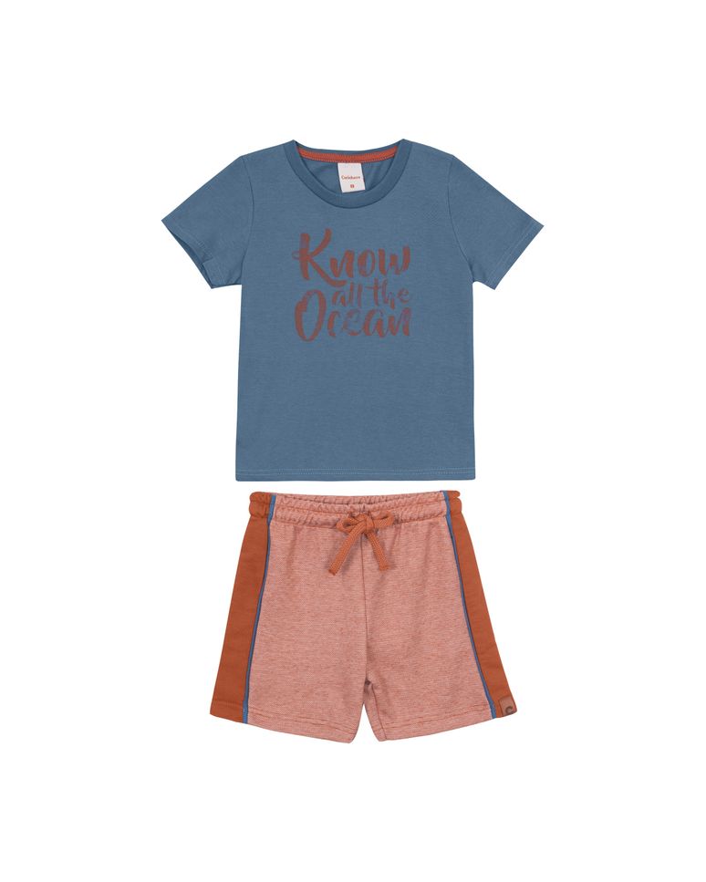 Conjunto Menino Bermuda Em Moletom Piquet - Carinhoso