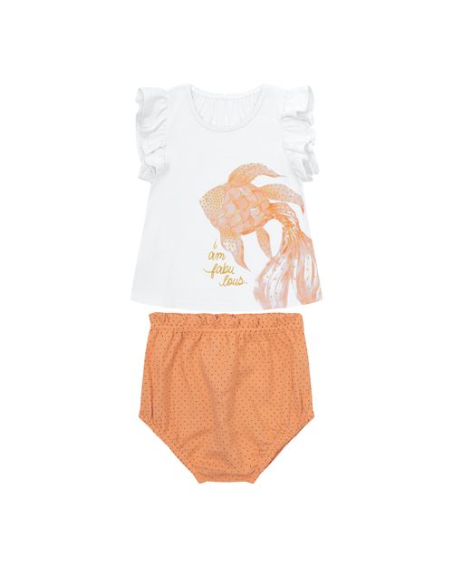 Conjunto Menina Blusa Estampada + Calcinha Em Algodão - Carinhoso