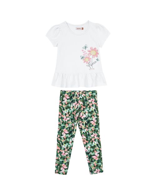 Conjunto Menina Legging Estampa Floral Em Algodão - Carinhoso