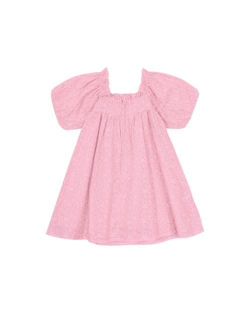 Vestido Menina Manga Bufante Em Tricoline Devorê - Carinhoso