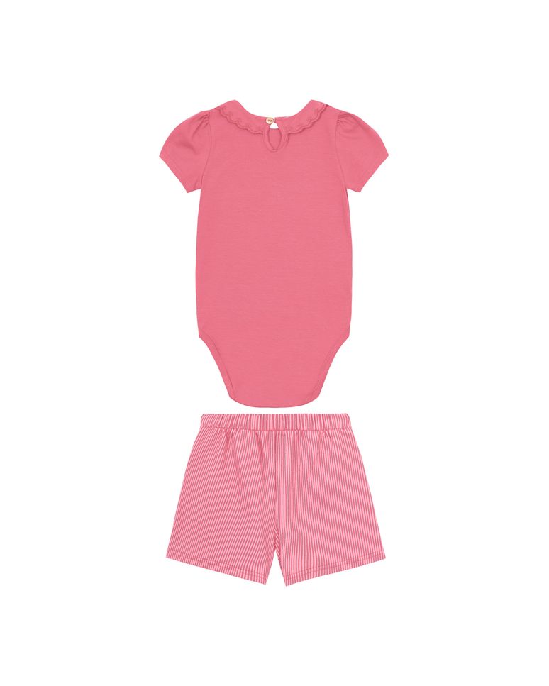 Conjunto Menina Body Gola Babados Em Algodão - Carinhoso