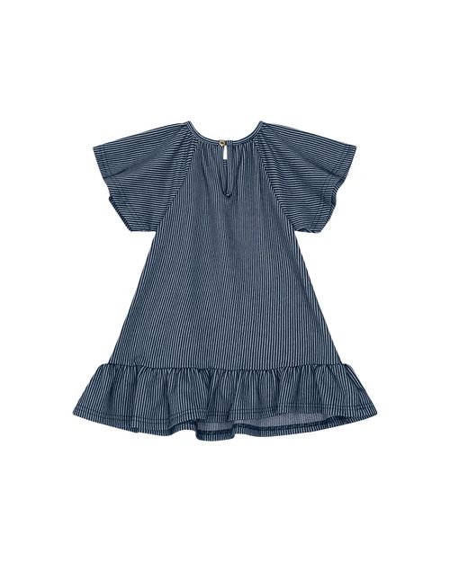 Vestido Menina Com Abertura Costas Em Malha Canelada Listrada - Carinhoso
