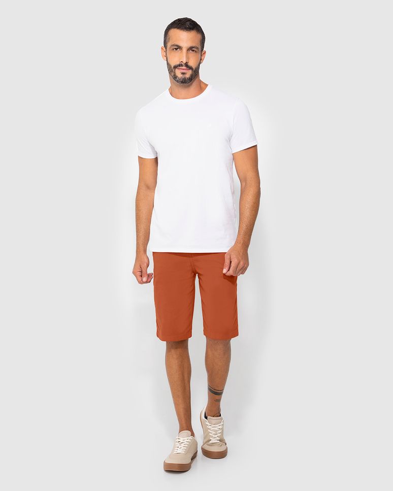 Bermuda Chino Masculina Cadarço Frontal Em Sarja Com Elastano - ENFIM