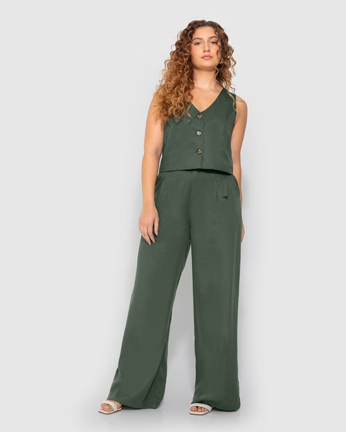 Calça Wide Leg Feminina Cinto Removível Em Liocel - ENFIM