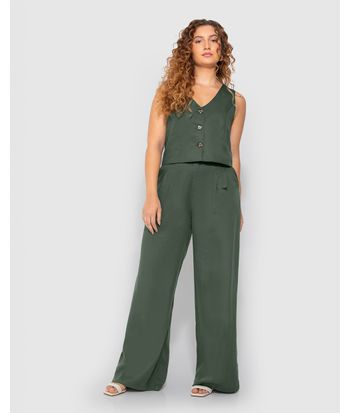 Calça Wide Leg Feminina Cinto Removível Em Liocel - ENFIM