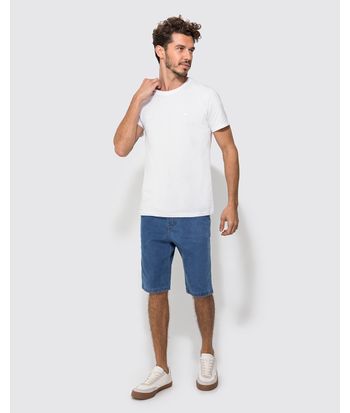 Bermuda Masculina Slim Cintura Média Em Jeans Com Elastano - ENFIM