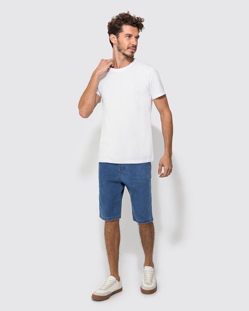Bermuda Masculina Slim Cintura Média Em Jeans Com Elastano - ENFIM