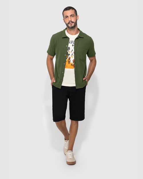Bermuda Chino Masculina Cadarço Frontal Em Sarja Com Elastano - ENFIM