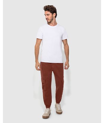 Calça Masculina Jogger Cargo Em Sarja Com Elastano - ENFIM
