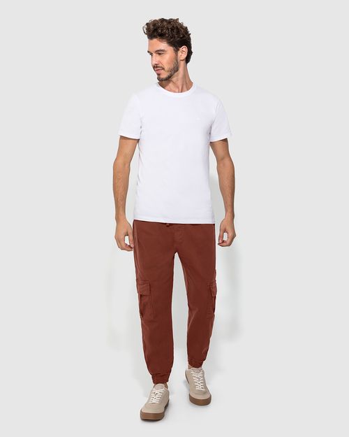 Calça Masculina Jogger Cargo Em Sarja Com Elastano - ENFIM